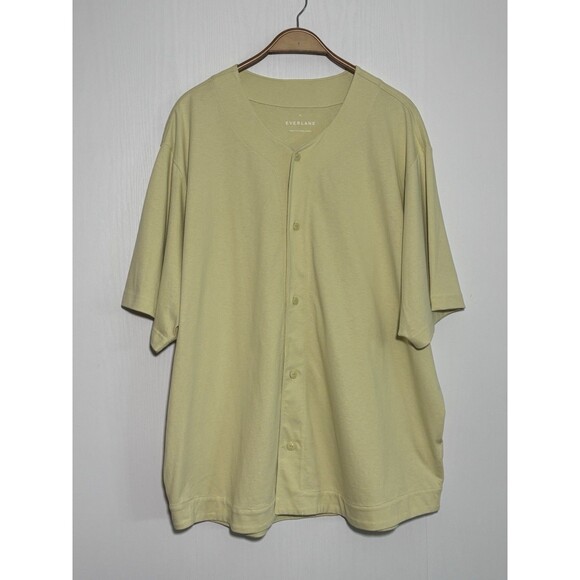 Everlane Baseball Shirt Mens XXL Green Premium Weight Button Front Short Sleeve - Picture 1 of 12